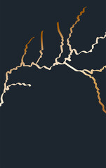 Gold kintsugi cover design vector. Luxury golden marble texture. Crack and broken ground pattern for wall arts, home decoration, print and wallpaper.