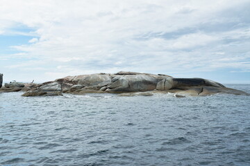 landscape of Hin Zon island big stone arranging on sea travel location in Thailand