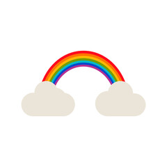 Rainbow icon in the clouds, vector illustration isolated on white background