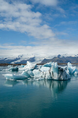 Jokulsarlon Glacier Lagoon in East Iceland. Iceberg on the water