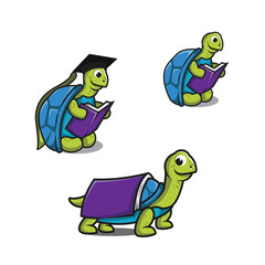 learning turtle logo, academy logo, reading turtle and scholar logo vector illustration.
