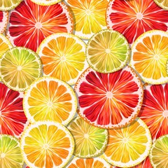 Seamless pattern with lemon, lime and grapefruit