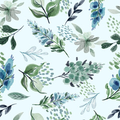 Floral seamless pattern with flowers and leaves