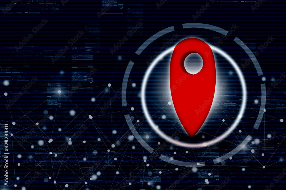 Poster 3d rendering red map pointer