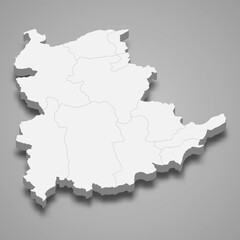 3d isometric map of Shan is a Region of Myanmar