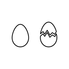 Egg icon with and without crack. Eggs isolated on a white background. Vector illustration