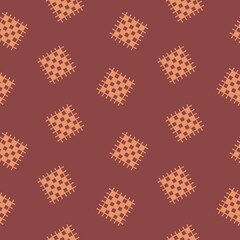 Seamless pattern, Decorative squares on red-brown background