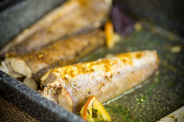 fish baked in the oven with spices, spices