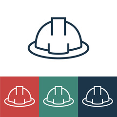 Line icon with construction helmet