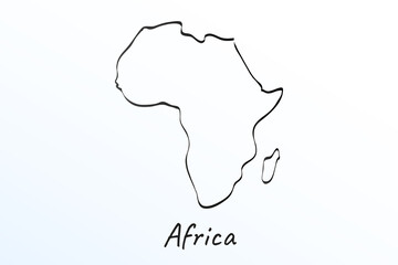 Hand draw map of Africa. Black line drawing sketch. outline doodle on white background. handwriting script name of the country. vector illustration © dmutrojarmolinua