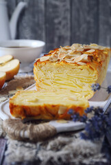  Invisible apple cake, almond petals dressing and cup of lavender tea