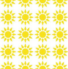 Sun emblem tribal symbol yellow and white seamless pattern.