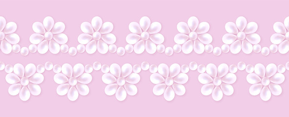 Floral seamless border with pink pearl  pattern