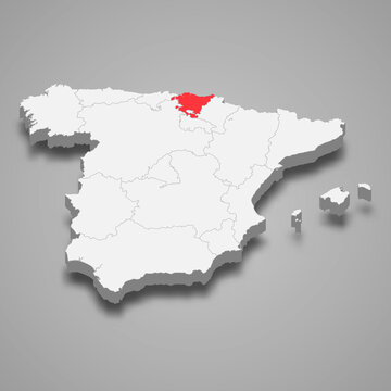 recommend clip art: Basque Country region location within Spain 3d map