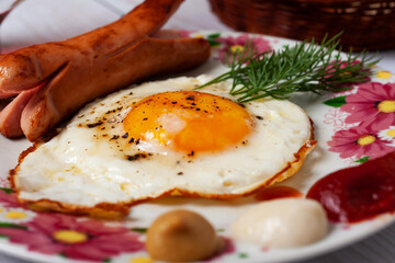 breakfast with scrambled eggs and sausage