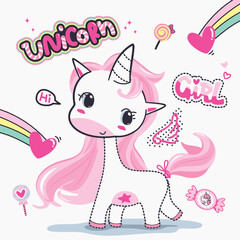 Beautiful unicorn girl candy shooting star 