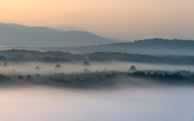 Obraz na płótnie Canvas misty morning on the mountain