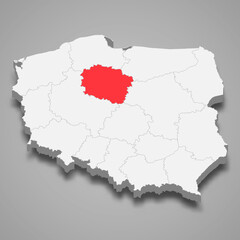 Kuyavia-Pomerania region location within Poland 3d map