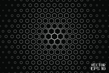 Fototapeta na wymiar Abstract Seamless Black and White Geometric Pattern with Polygons. Contrasty Optical Psychedelic Illusion. Spotted Hexagonal Texture. Vector Illustration