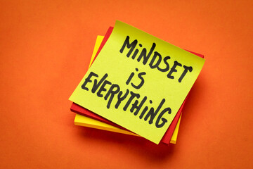 mindset is everything reminder note -  success and personal development concept