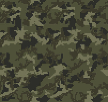 
forest pixel camouflage pattern seamless background. Army hunting texture