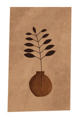 Poster for wall decoration with a picture of a plant in a vase in bohemian style.