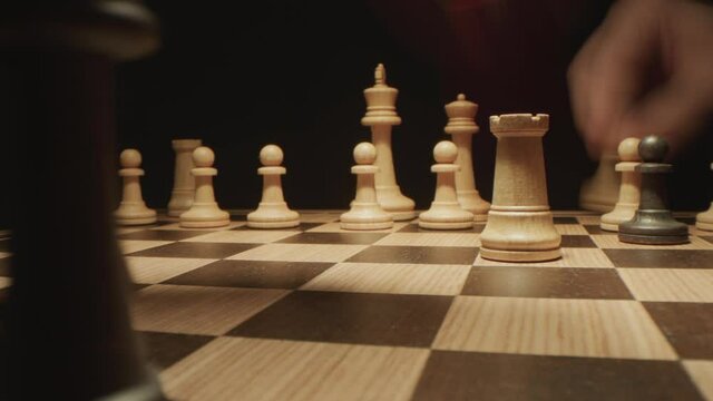 Returning chess pieces to start position after the checkmate, hyperlapse video