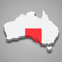 Fototapeta premium South Australia region location within Australia 3d map