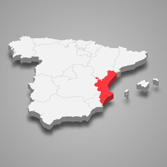 Obraz premium region location within Spain 3d map