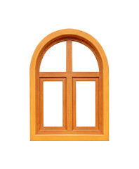Wooden window isolated on white background.