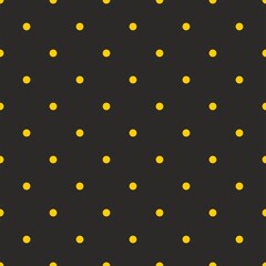 Tile vector pattern with yellow polka dots on grey background