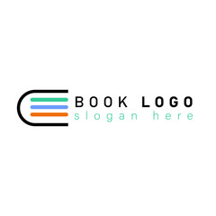 Open Book Logo Education Flat Vector Design,Books Logo Letter E Education