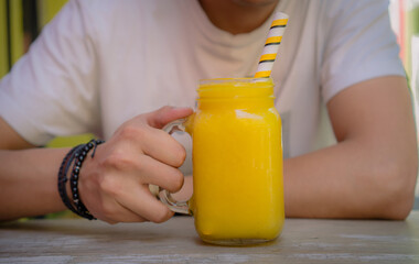man, young, handsome, drinking, drinking smoothie, hands, sip, straw, lifestyle, urban, hands, men's hands, glasses,