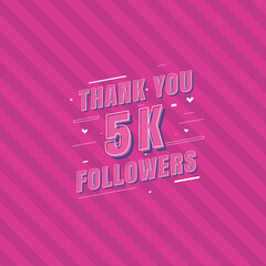 Thank you 5k Followers celebration, Greeting card for 5000 social followers.