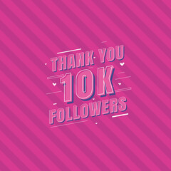 Thank you 10k Followers celebration, Greeting card for 10000 social followers.