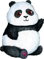 Watercolor clipart cute baby panda. Hand draw kawaii animal © FenrirArt