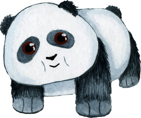 Watercolor clipart cute baby panda. Hand draw kawaii animal © FenrirArt