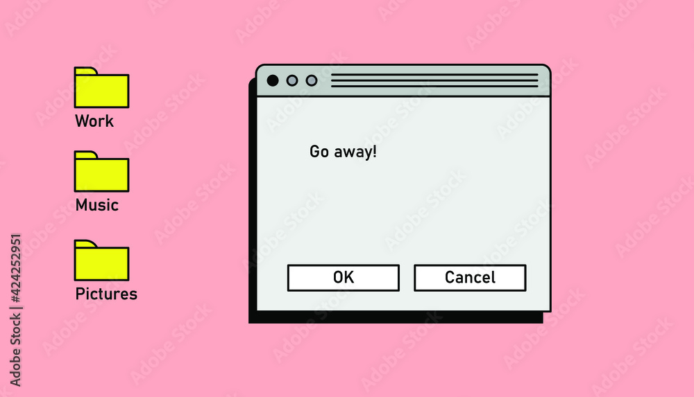 Aufkleber Retro vaporwave desktop with message boxes and user interface elements. A conceptual illustration of website and application programming.