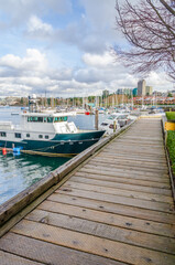 Fototapeta premium Sea walk at the Sutcliff Park on Granville Island in Downtown of Vancouver, Canada.