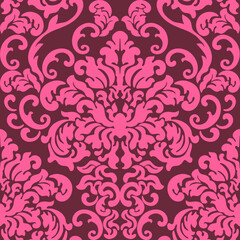 Damask seamless vector pattern. Classic vintage damask ornament, royal victorian geometric seamless pattern for wallpaper, textile, packaging. Floral baroque pattern 
