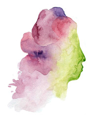 Watercolor abstraction, woman silhouette