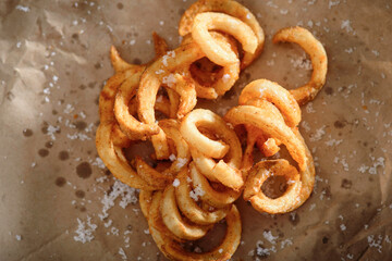 Curly french fries with sea salt