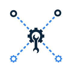 Connection, configuration, service relations icon. Glyph vector isolated on a white background.