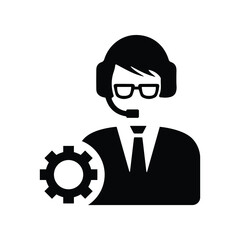 Configuration, settings, customer support icon. Simple black vector graphics.