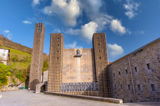 Entrance of the precious Aranzazu Sanctuary in the town of O&ntilde;ati, Gipuzkoa. Basque Country