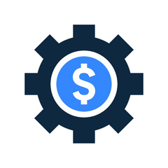 Gear,, money, dollar, factory, development cost icon. Editable vector isolated on a white background.