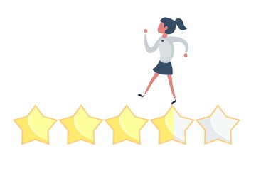 Customer review concept. Rating golden stars. Feedback, reputation, review. Bad rating.