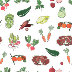 Vegetables healthy food seamless vector pattern