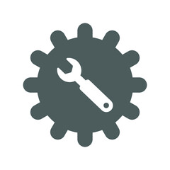 Setting, service tools, gear icon. Gray color vector graphics.
