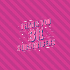 Thank you 3k Subscribers celebration, Greeting card for 3000 social Subscribers.